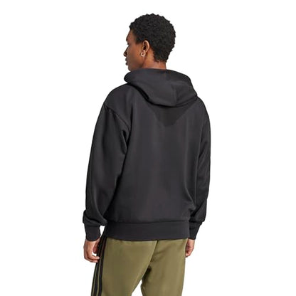 Adidas Men's Essentials Feel Cozy Fleece Hoodie, Black/White, Medium
