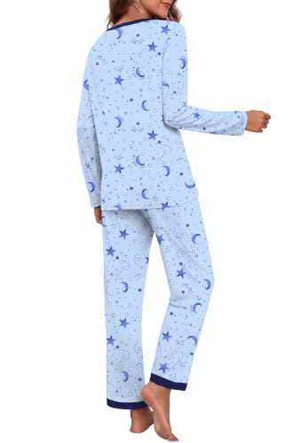 PrinStory Pajama Sets for Women Long Sleeve Sleepwear Soft Pjs Set M | Comfortable, Stretchy, Two Piece Pj Set, Ladies Pajamas, Lounge Wear, Sleep, Home, Weekends