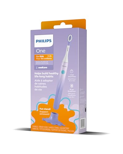 Philips One for Kids by Sonicare Battery Toothbrush, 1 Brush Head, Purple