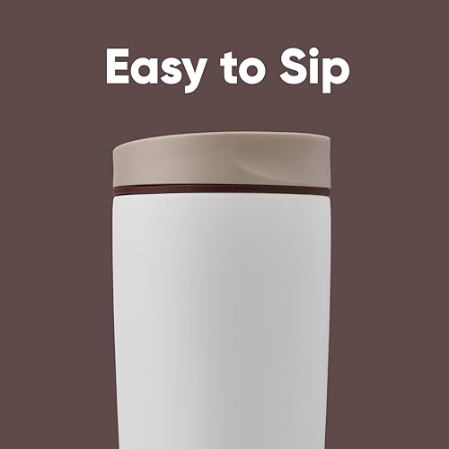 Owala SmoothSip Slider Insulated Stainless Steel Coffee Tumbler, Reusable Iced Coffee Cup, Hot Coffee Travel Mug, BPA Free 20 oz, Vanilla Bean