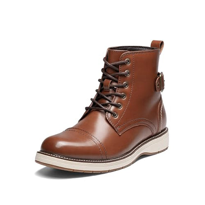 Bruno Marc Men's Motorcycle Combat Dress Boots,Brown,10
