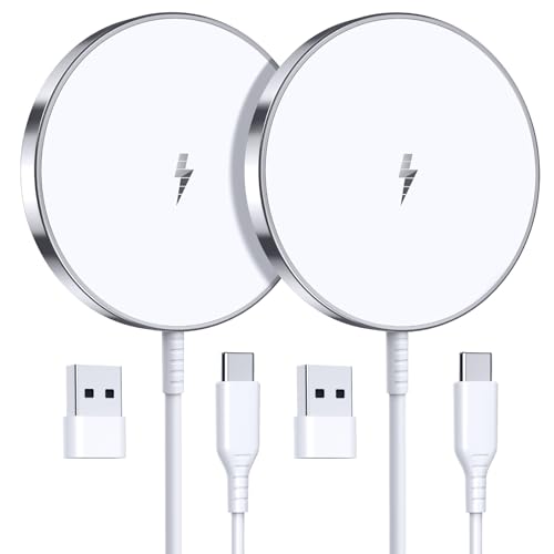 OANDYS For MagSafe Charger 2 Pack 15W Fast Magnetic Wireless Charger For iPhone 18/17/16/15/14/13/12 Series&AirPods 4-2Pro, Strong Magnet, USB-C/A Ports, Ultra-Thin &Portable, Ideal for Desk & Bedside