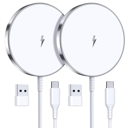 OANDYS For MagSafe Charger 2 Pack 15W Fast Magnetic Wireless Charger For iPhone 18/17/16/15/14/13/12 Series&AirPods 4-2Pro, Strong Magnet, USB-C/A Ports, Ultra-Thin &Portable, Ideal for Desk & Bedside