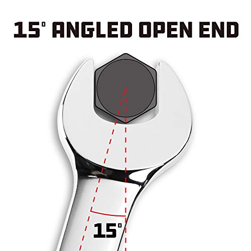 Powerbuilt 16mm Combination Wrench, Metric 12 Point Double Ended Box and Open End, 15 Degree Offset - 644120