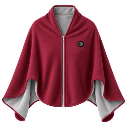 Heated Shawl Wraps for Women USB Wearable Cordless Heated Blanket | Winter Shawl Wraps for Women, Portable USB Heated Blanket Shawl with 3 Heat Settings, Front Zipper, Battery Not Included