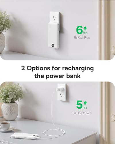VEGER Portable Charger, 10000mAh Power Bank with Built-in Cables&Wall Plug