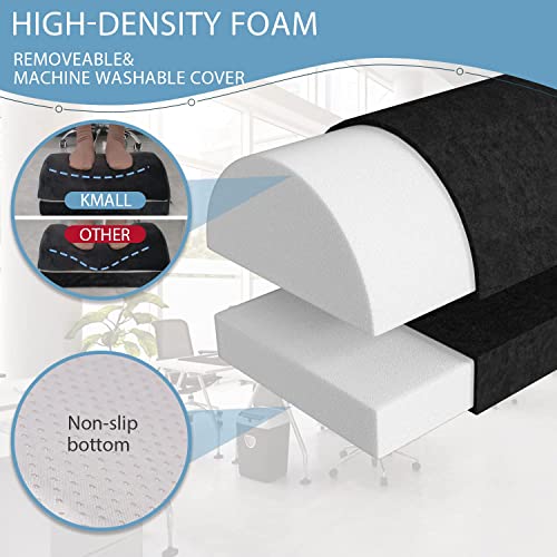 Foot Rest for Under Desk at Work, Adjustable Footrest for Office Chair & Gaming Chair,Ergonomic Footrest Pillow Desk Foot Stool with Washable Cover for Home, Airplane, Travel (Black)