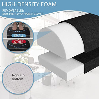 Foot Rest for Under Desk at Work, Adjustable Footrest for Office Chair & Gaming Chair,Ergonomic Footrest Pillow Desk Foot Stool with Washable Cover for Home, Airplane, Travel (Black)