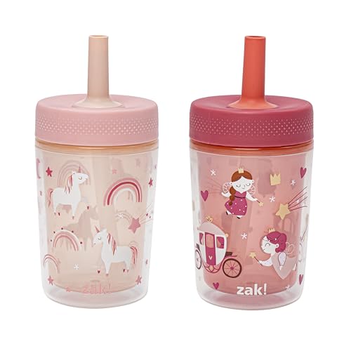 Zak Designs Fairy and Rainbow Capri 9oz Leak-Proof Toddler Cups, 2-Pack