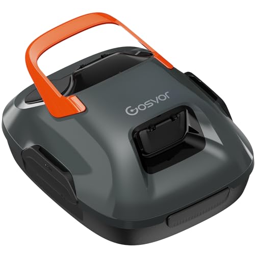 Gosvor Cordless Pool Vacuum Robot, Pool Cleaner Lasts 90 Mins, Self-Parking, Upgraded Dual Motors, Portable, for Flat-Bottom Above-Ground & In-Ground Pools, Orange