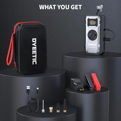 6000A Jump Starter with Air Compressor,12V Car Battery Booster Pack