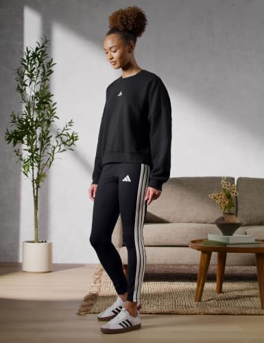 adidas Women's Essentials 3-Stripes Cotton Leggings, Black/White, Medium
