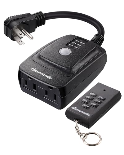 DEWENWILS Outdoor Timer for Lights, 100FT Remote Control with 2 Outlets
