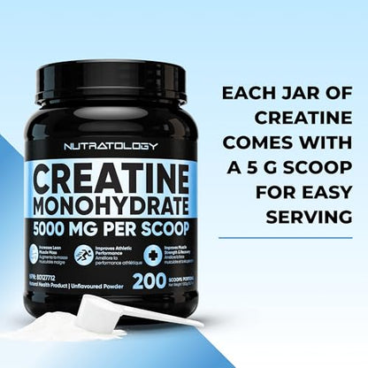Nutratology® Creatine Monohydrate | Muscle Growth & Strength | 200 Servings