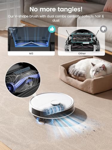 Lefant M3 Robot Vacuum and Mop,12000Pa Suction Smart Obstacle Avoidance,Zero-Tangling,Self-Washing & Drying, Self-Emptying,Dual Spinning Mop for Pet Hair Dust