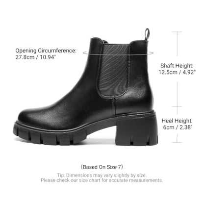 DREAM PAIRS Women's Chelsea Ankle Boots Fall Booties,Black,6 | Platform Chunky Heel,Round Toe,Pull-On,Comfortable,for Fall Winter Outdoor Walking,Office,Daily