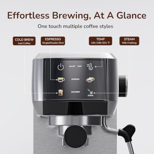 Canoly 2-in-1 Espresso Machine & Cold Brew Maker, 20 Bar, Stainless Steel