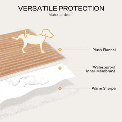 Luciphia Waterproof Blanket for Medium Large Dogs Puppy Soft Reversible Sherpa Small Pet Cat Cut Pile Warm Fleece Washable Furniture Protection for Couch Bed Car Camel,XL(85''x57'')