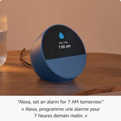 Amazon Echo Spot (newest model), Great for nightstands, offices and kitchens, Smart alarm clock, Designed for Alexa+, Glacier White