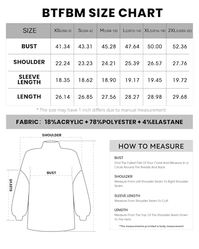 BTFBM Sweaters For Women Oversized Mock Neck Knit Long Sleeve Tops