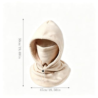 LanChuBo Unisex One-Piece Flannel Warm Mask Hat 3-in-1 Winter Balaclava Ski Mask (Beige)