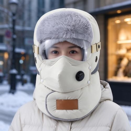Balaclava Mask Unisex 5-in-1 Fleece Trapper Hat Earmuff with Goggle | Neck Warmer,Adjustable Fit,Detachable Winter Ski Mask&Breathable Vent,Windproof Warm Balaclava ,Biking Hat Full Face Cover