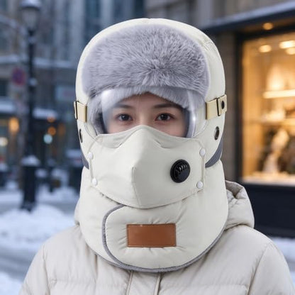 Balaclava Mask Unisex 5-in-1 Fleece Trapper Hat Earmuff with Goggle | Neck Warmer,Adjustable Fit,Detachable Winter Ski Mask&Breathable Vent,Windproof Warm Balaclava ,Biking Hat Full Face Cover
