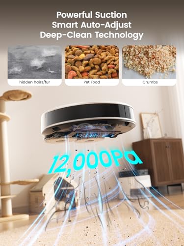 Lefant Robot Vacuum and Mop,12000Pa Suction Smart Obstacle Avoidance,Zero-Tangling,Self-Washing & Drying, Self-Emptying,Dual Spinning Mop for Pet Hair Dust, Wi-Fi/App/Alexa/iWatch Control,M3