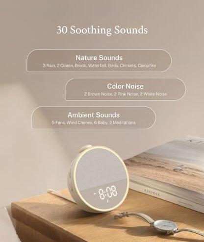 Narelu White Noise Machine Alarm Clock, Phone-Free Bedside Routine | Sound Machine Alarm Clock, 30 Sounds, 10 Gentle Alarm Sounds, Night Light for Adults Heavy Sleepers Baby Bedrooms