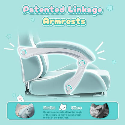 Dowinx Cat Ear Gaming Chair for Adults, Ergonomic Computer Chair with Massage Lumbar Support, Reclining Gamer Chair with Footrest and Headrest, 290 lbs