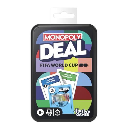 Monopoly Deal FIFA World Cup 2026 Edition Game | Officially Licensed FIFA World Cup Soccer Card Game for Kids | Ages 8+ | 2 to 5 Players | 15 Mins. (English & French Version)