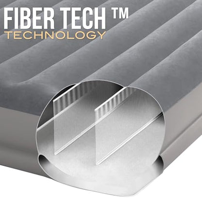 INTEX 64114E Dura-Beam Standard Prestige Air Mattress: Fiber-Tech – Queen Size – Built-in USB Electric Pump – 12in Bed Height – 600lb Weight Capacity