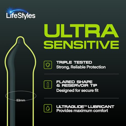 LifeStyles Ultra-Sensitive Condoms – 36 Count – Natural-Feeling, Lubricated Latex Condoms