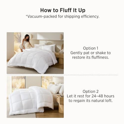 Bedsure Thick Queen Comforter Duvet Insert, Quilt White, 88x88