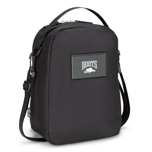 Roots Insulated Lunch Bag with Shoulder Strap, Black, 7L