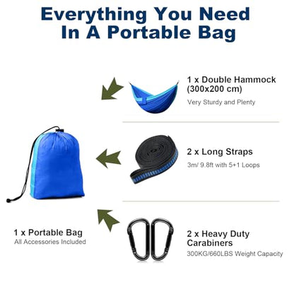 Camping Hammock Double Lightweight Nylon Hammock with Tree Straps