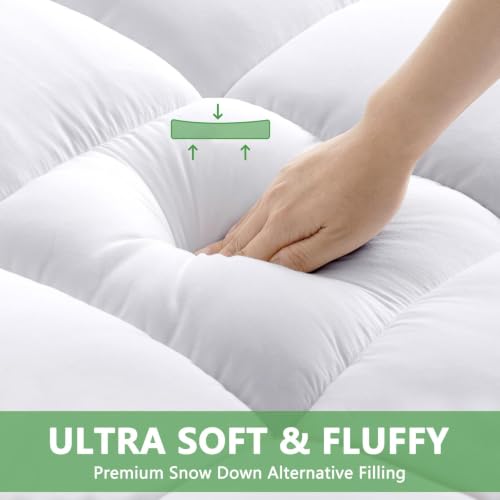 Queen Mattress Topper, Extra Thick Mattress Pad for Back Pain Relief, White