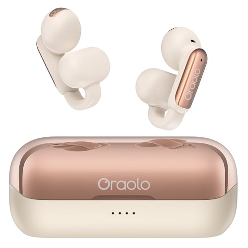 Oraolo Bluetooth Earbuds - Comfortable Clip On Wireless Earbuds with Bluetooth 6.0, 32H Playtime Earbuds with ENC Clear Talk, IPX5 Waterproof & Touch Control Headphones