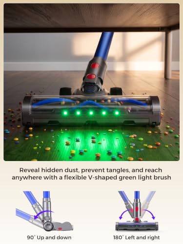 Cordless Stick Vacuum Cleaner, 70Mins 600W 55Kpa for Home, Pet Hair, Carpet