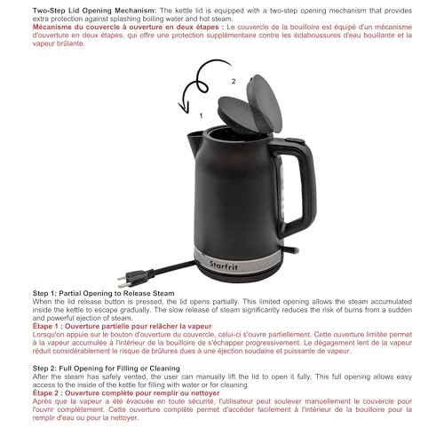 Starfrit Electric Kettle, 1.7L, 1500W, Auto Shut-Off, Black