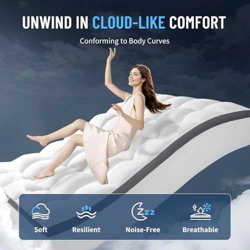 LovingLeashes Mattress Topper,Mattress Pad Extra Thick 1000 GSM for Back Pain Relief,Soft Breathable for Fluffy Shredded Memory Foam Filled (Queen, 60"x80")