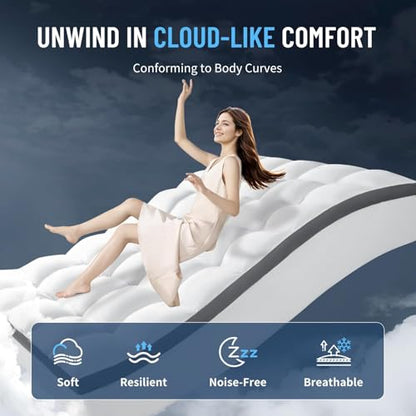 LovingLeashes Mattress Topper,Mattress Pad Extra Thick 1000 GSM for Back Pain Relief,Soft Breathable for Fluffy Shredded Memory Foam Filled (Queen, 60"x80")
