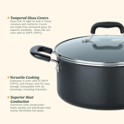 Cuisinart PURELYCERAMIC 12-Piece Pots and Pans Set, Black (55IC-12BKC)