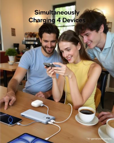 VEGER Portable Charger, 10000mAh Power Bank with Built-in Cables&Wall Plug