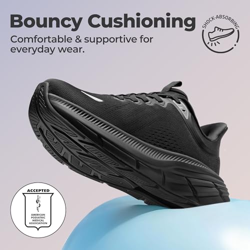 NORTIV 8 Women's Slip On Running Walking Shoes,All Black,7