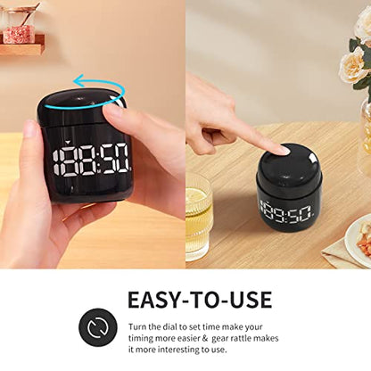 MeesMeek Kitchen Timer, 360 Rotate, Countup/Countdown, LED, Volume