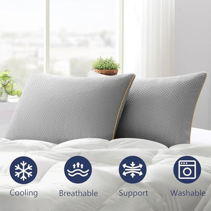 Moonrite Cooling Queen Pillows 2 Pack,Shredded Memory Foam Pillow 50x75cm