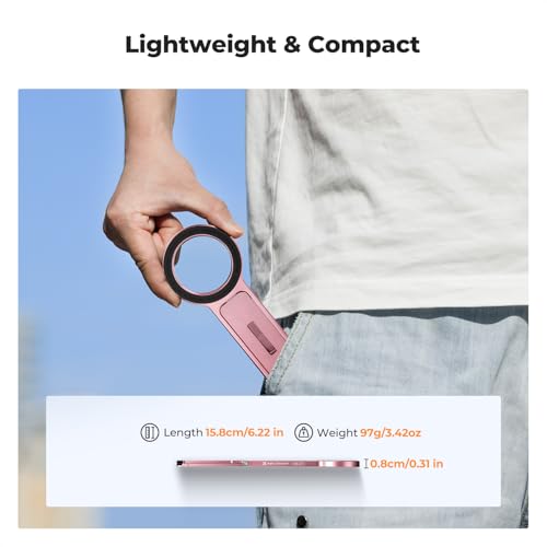 K&F CONCEPT Magnetic Phone Tripod Stande, 23N Strong Magnetic Mini Tripod Aluminium Alloy Pocket Selfie Stick, Mag Safe Phone Holder Compatible with iPhone 17 16 15 14 13 12 Series(Pink)
