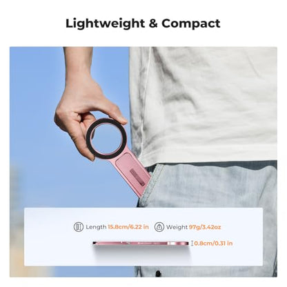 K&F CONCEPT Magnetic Phone Tripod Stande, 23N Strong Magnetic Mini Tripod Aluminium Alloy Pocket Selfie Stick, Mag Safe Phone Holder Compatible with iPhone 17 16 15 14 13 12 Series(Pink)