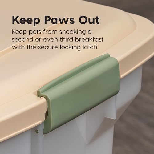 IRIS USA Dog Food Storage Container, Up to 22 lbs, Almond, Made in USA
